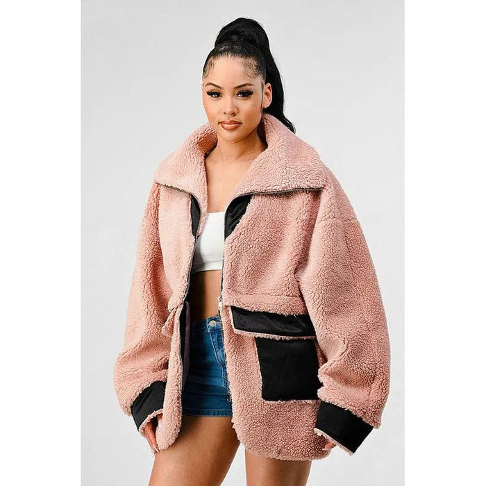 Athina Oversized Sherpa With Contrast Jacket