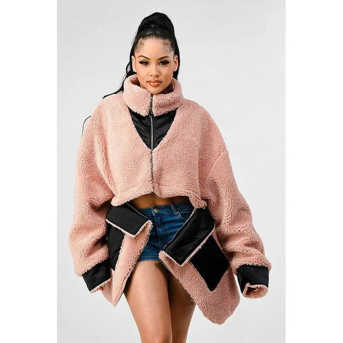 Athina Oversized Sherpa With Contrast Jacket