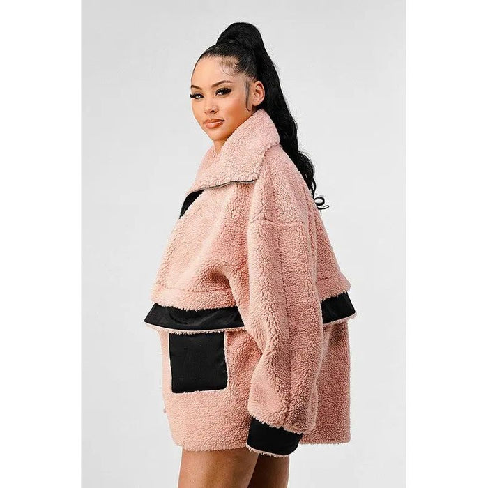 Athina Oversized Sherpa With Contrast Jacket