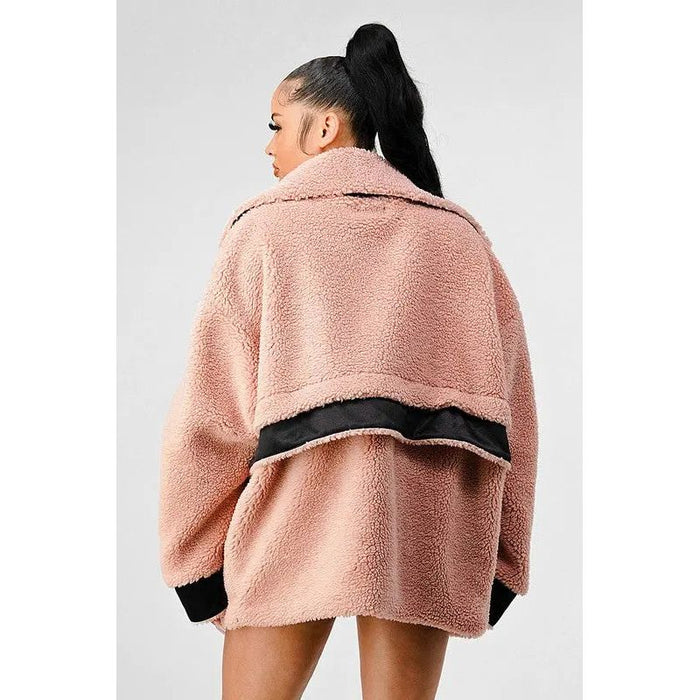 Athina Oversized Sherpa With Contrast Jacket