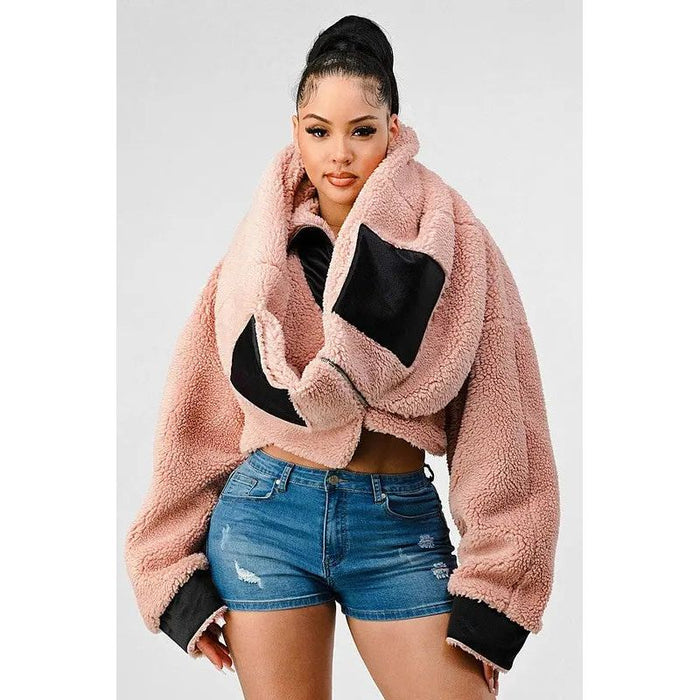 Athina Oversized Sherpa With Contrast Jacket