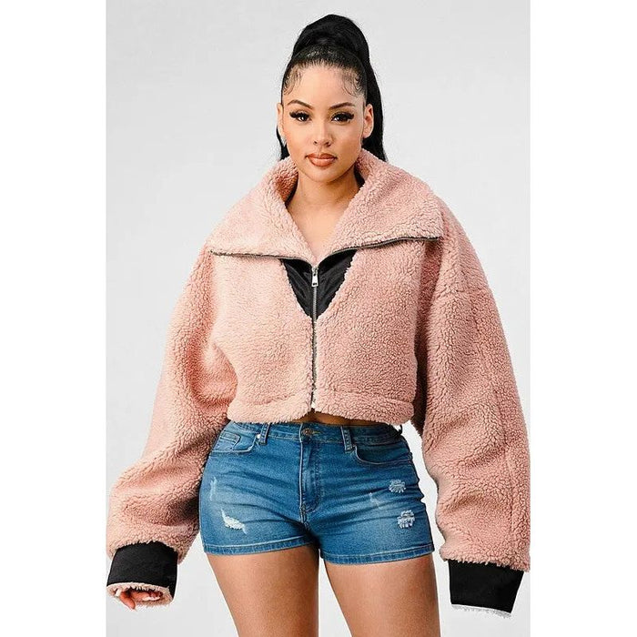 Athina Oversized Sherpa With Contrast Jacket