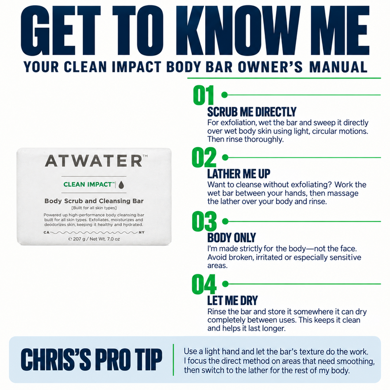 ATWATER Clean Impact Body Scrub and Cleansing Bar Bar Soap White Smoke