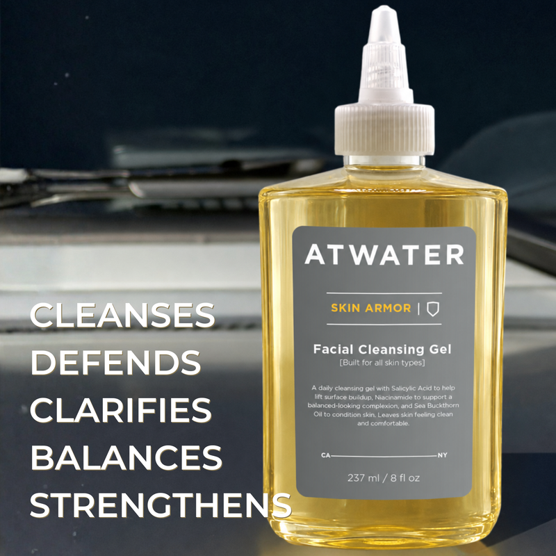 ATWATER Skin Armor Facial Cleansing Gel Black Full-Size,Travel-Size