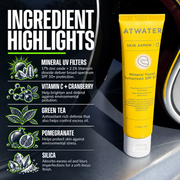 ATWATER Skin Armor Mineral Facial Sunscreen SPF50+ Sunscreen Black Single,Two Pack - SAVE 20%