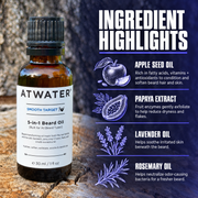 ATWATER Smooth Target 5-in-1 Beard Oil Shaving Midnight Blue 1 oz,2 oz,.34 oz