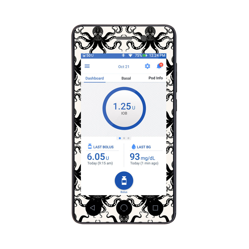 Peelz Abstract Octopus Sticker for Omnipod DASH® PDM – Pump Peelz Peelz/Stickers