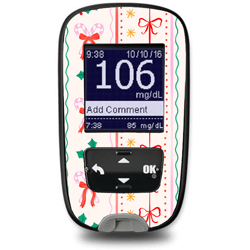 Peelz Holly Jolly Ribbon Accu-Chek Guide Glucometer Sticker - Pump Peelz Peelz/Stickers