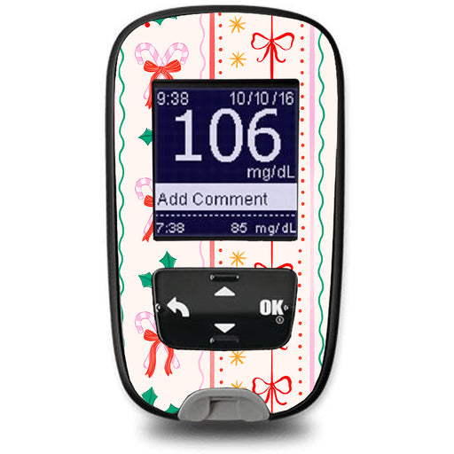 Peelz Holly Jolly Ribbon Accu-Chek Guide Glucometer Sticker - Pump Peelz Peelz/Stickers