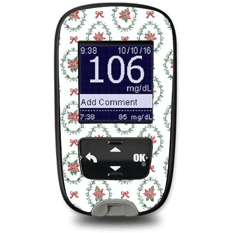Peelz Poinsettia Parade Accu-Chek Guide Glucometer Sticker - Pump Peelz Peelz/Stickers