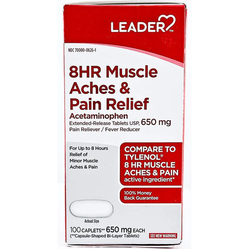 Leader Acetaminophen 650mg Extended-Release Caplets (ER) – 100 Count Medicine & Drugs