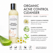 Glimmer Goddess® Organic Skin Care Organic Acne Cleanser – Gentle Face & Body Wash Facial Cleanser White Smoke 8 oz