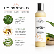 Glimmer Goddess® Organic Skin Care Organic Acne Cleanser – Gentle Face & Body Wash Facial Cleanser White Smoke 8 oz