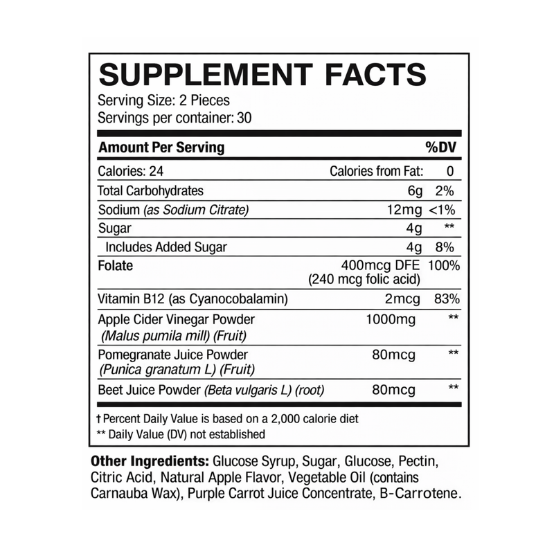 Energi Nutrition Apple Cider Vinegar Gummies Supplement