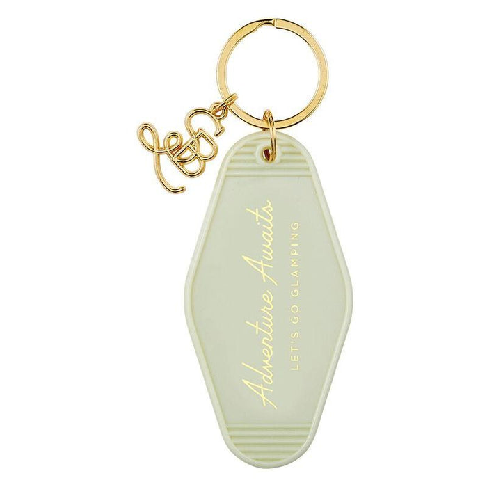 The Bullish Store - Adventure Awaits Motel Style Keychain In Light Green With Gold Hardware