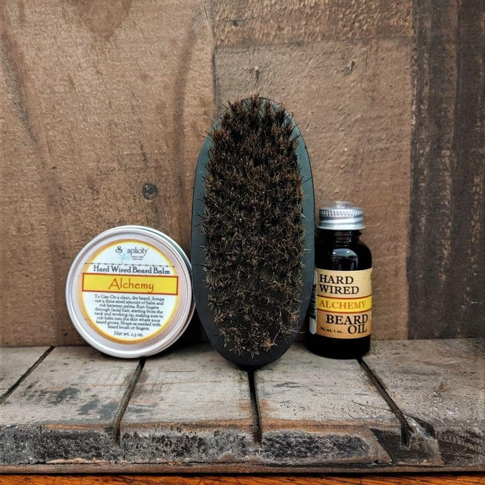 Soaplicity - Beard-Pro Gift Set With Hard Wired Beard Oil, Balm, & Brush