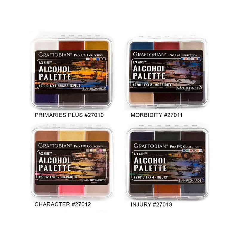 Graftobian Make-Up Company F-X Aire™ Alcohol Palettes - Waterproof Special FX White Smoke F/X 1 - Primaries Plus,F/X 2 - Morbidity,F/X 3 - Character,F/X 4 - Injury