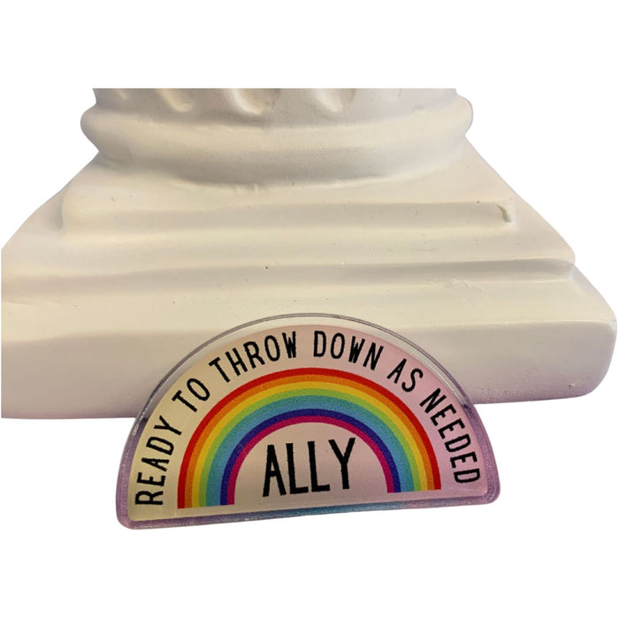 The Bullish Store - Ally Ready To Throw Down Lgbtq Rainbow Acrylic Lapel Pin