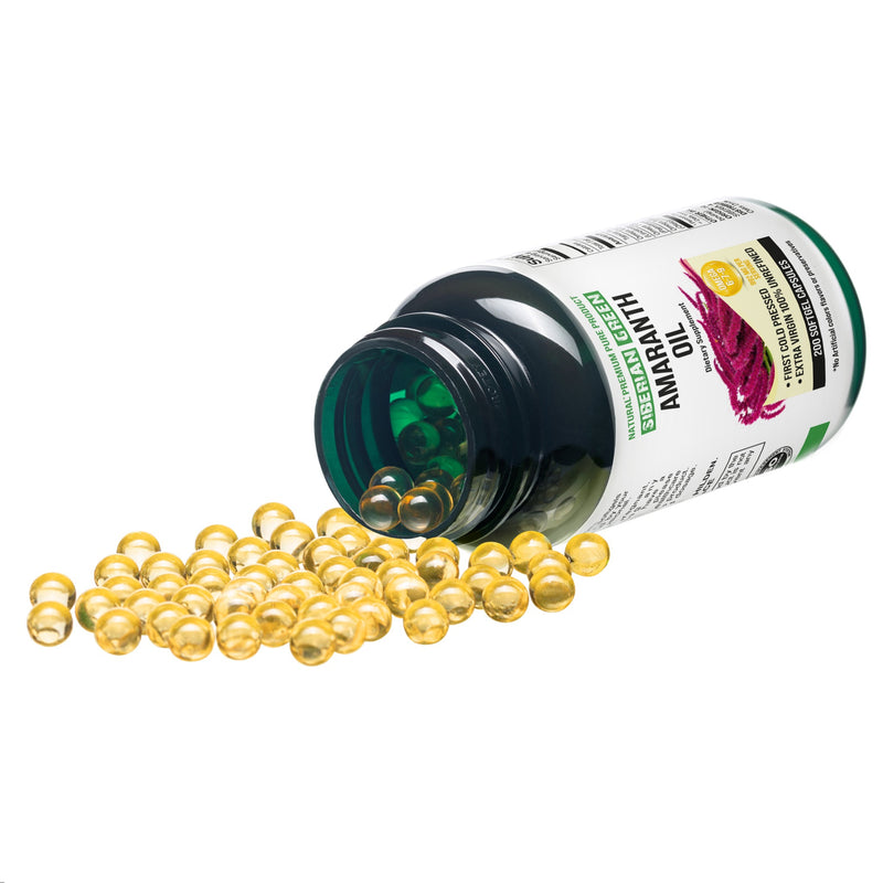 SiberianGreen.com Siberian Green Amaranth Seed Oil Capsules – 200 Softgels | Cold Pressed & Unrefined Cooking Oils