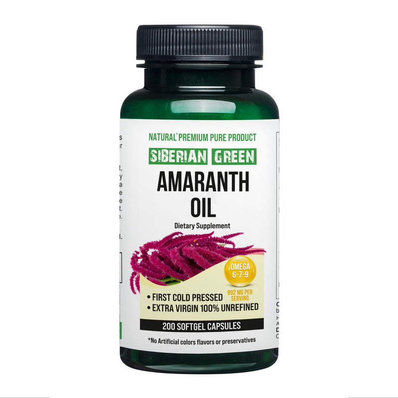 SiberianGreen.com Siberian Green Amaranth Seed Oil Capsules – 200 Softgels | Cold Pressed & Unrefined Cooking Oils