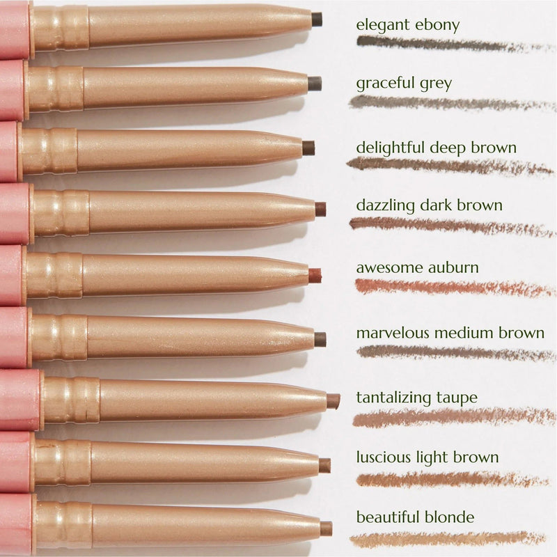 Chella eyebrow pencil Brow & Eye White Smoke Beautiful Blonde,Luscious Light Brown,Tantalizing Taupe,Marvelous Medium Brown,Awesome Auburn,Dazzling Dark Brown,Delightful Deep Brown,Graceful Grey,Elegant Ebony