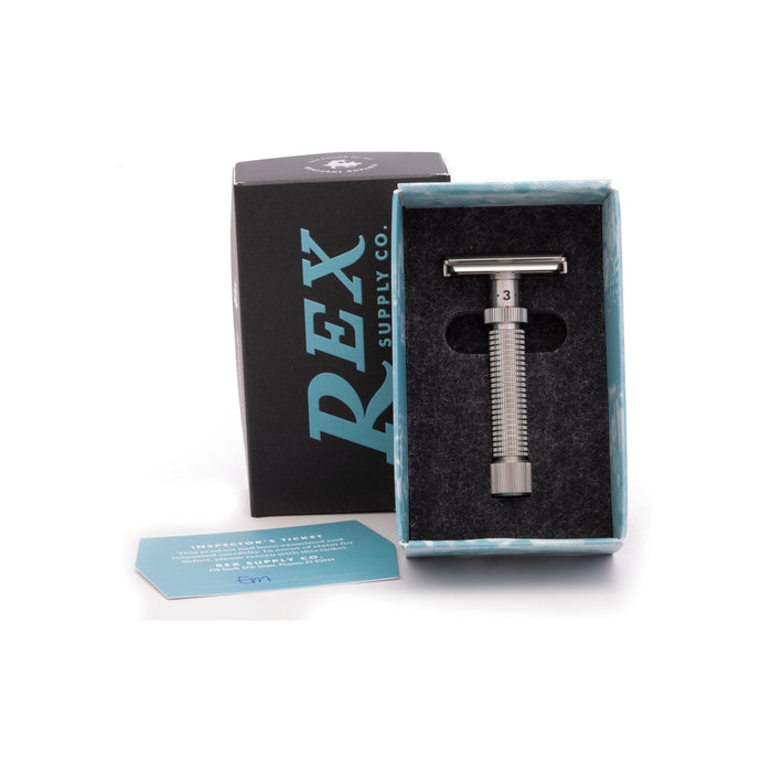 Rex Supply Co. Ambassador DeLuxe Rhodium Adjustable Stainless Steel DE Razor RSC-101R