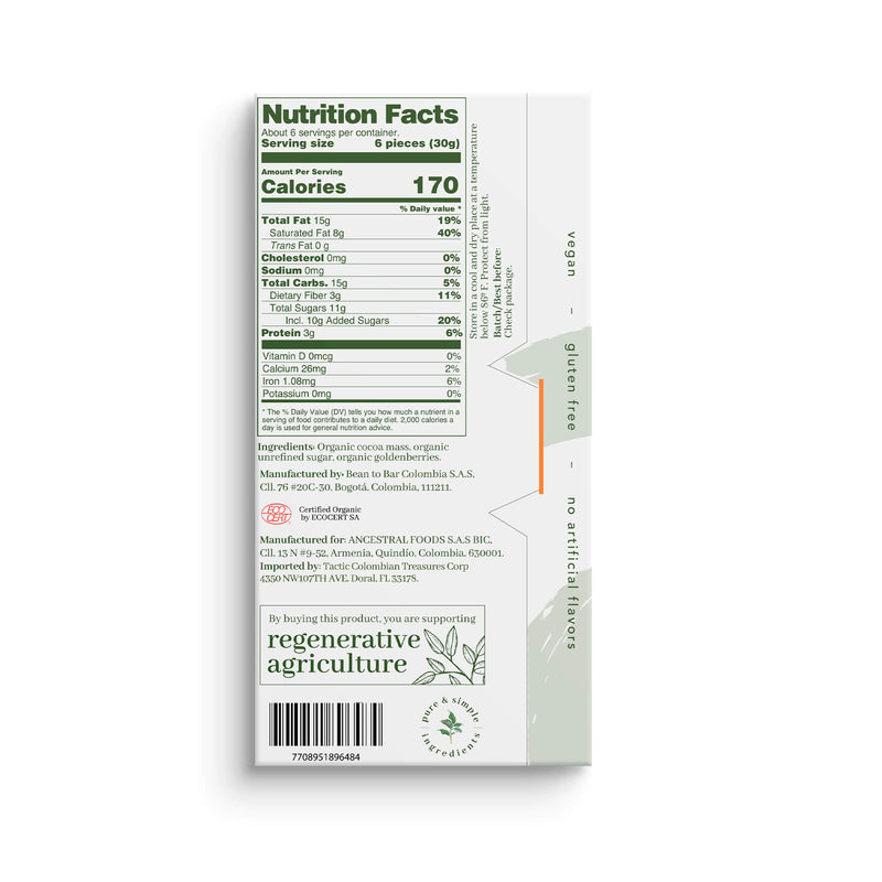 Ancestral Organics Organic Dark Chocolate Bar with Goldenberries