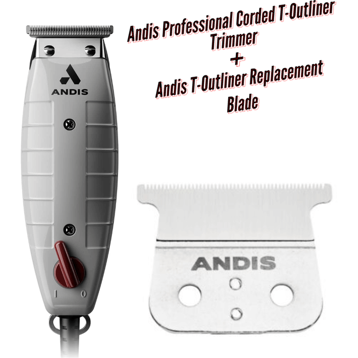 Andis Professional Corded T-Outliner Trimmer #04780 & Andis T-Outliner Replacement Blade #04521