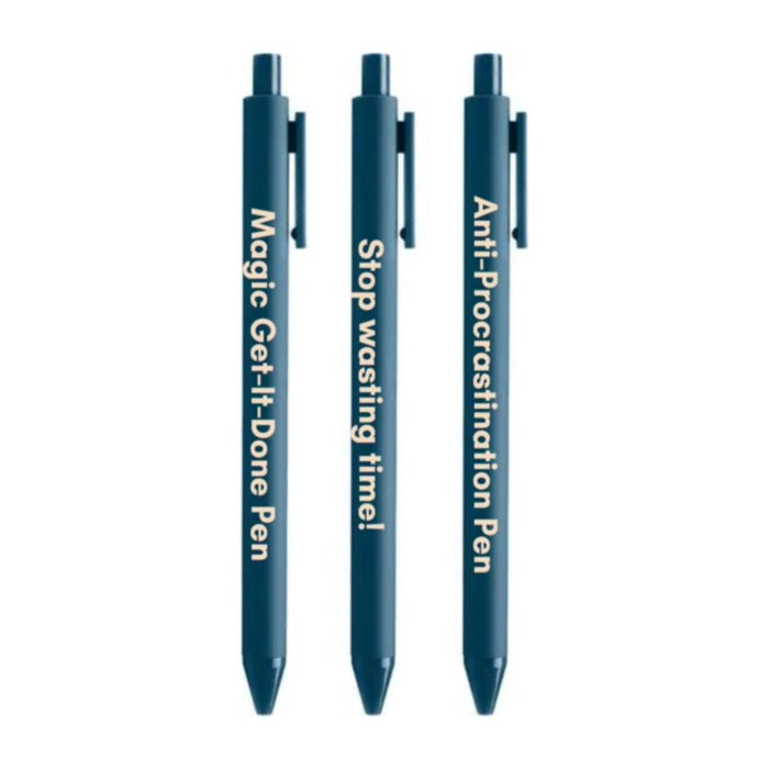 The Bullish Store - Anti-Procrastination Pen Set 💡 | Gel Click Pen Gift Set | 3 Pens In Navy