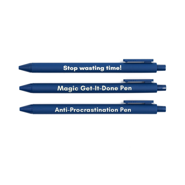 The Bullish Store - Anti-Procrastination Pen Set 💡 | Gel Click Pen Gift Set | 3 Pens In Navy