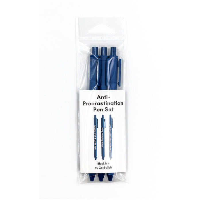 The Bullish Store - Anti-Procrastination Pen Set 💡 | Gel Click Pen Gift Set | 3 Pens In Navy