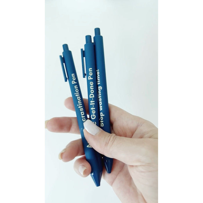 The Bullish Store - Anti-Procrastination Pen Set 💡 | Gel Click Pen Gift Set | 3 Pens In Navy