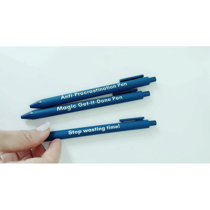 The Bullish Store - Anti-Procrastination Pen Set 💡 | Gel Click Pen Gift Set | 3 Pens In Navy