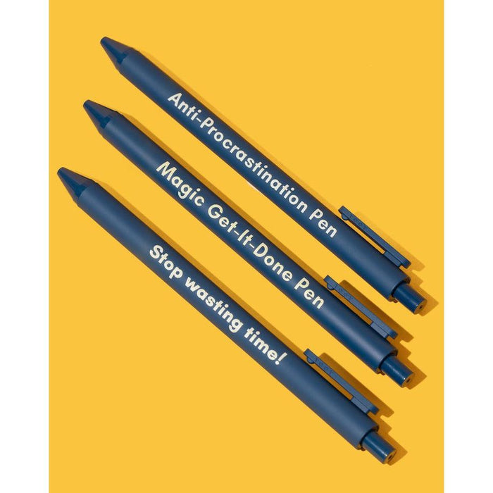 The Bullish Store - Anti-Procrastination Pen Set 💡 | Gel Click Pen Gift Set | 3 Pens In Navy