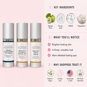 Glimmer Goddess® Organic Skin Care Organic Anti-Aging Trio – Vitamin C & Firming Serums Anti-Aging Skin Care Kits Misty Rose