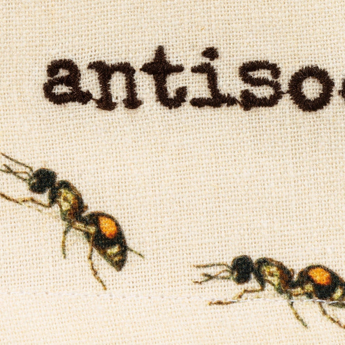 The Bullish Store - Antisocial Ant Dish Cloth Towel | Cotten Linen Novelty Tea Towel | Embroidered Text | 18" X 28"