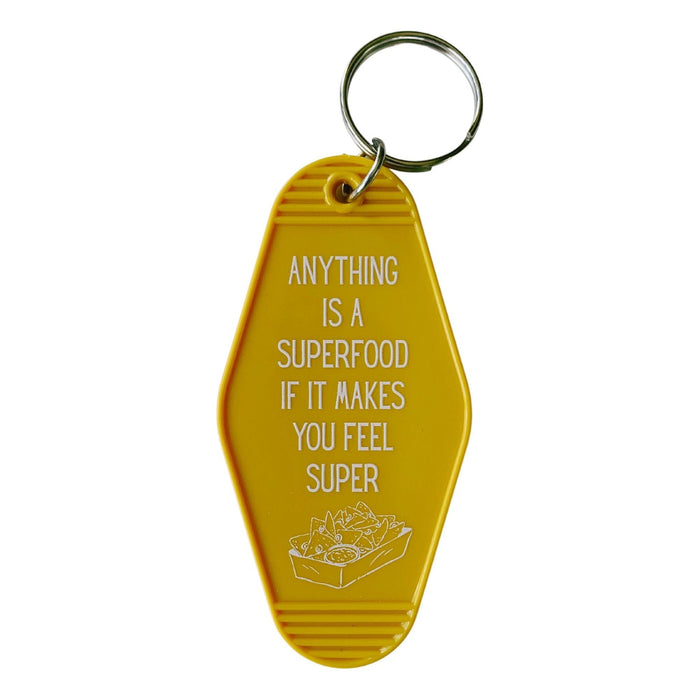 The Bullish Store - Anything Is A Superfood If It Makes You Feel Super Motel Style Keychain In Queso Gold