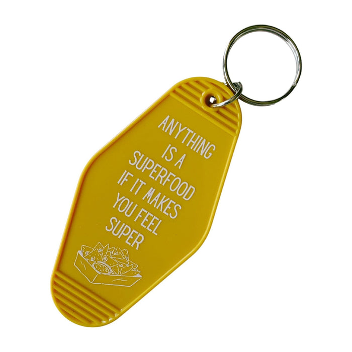 The Bullish Store - Anything Is A Superfood If It Makes You Feel Super Motel Style Keychain In Queso Gold