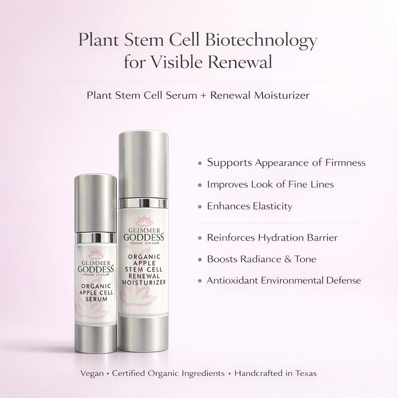 Glimmer Goddess® Organic Skin Care Cellular Renewal Duo – Apple Stem Cell Serum + Moisturizer Lotion & Moisturizer