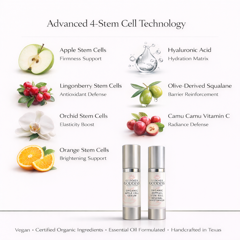 Glimmer Goddess® Organic Skin Care Cellular Renewal Duo – Apple Stem Cell Serum + Moisturizer Lotion & Moisturizer