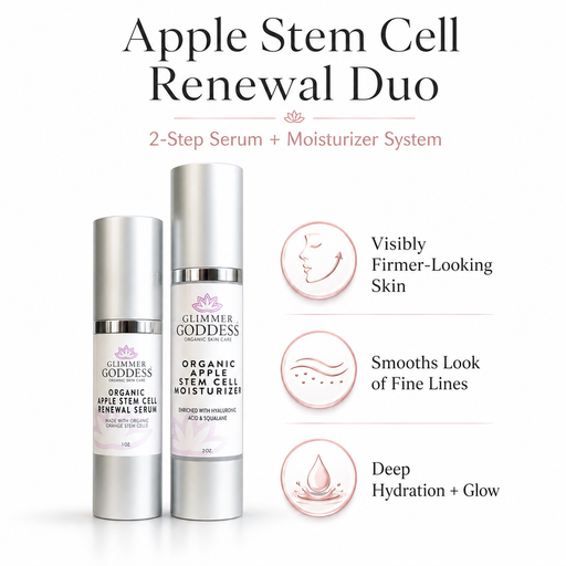 Glimmer Goddess® Organic Skin Care Cellular Renewal Duo – Apple Stem Cell Serum + Moisturizer Lotion & Moisturizer