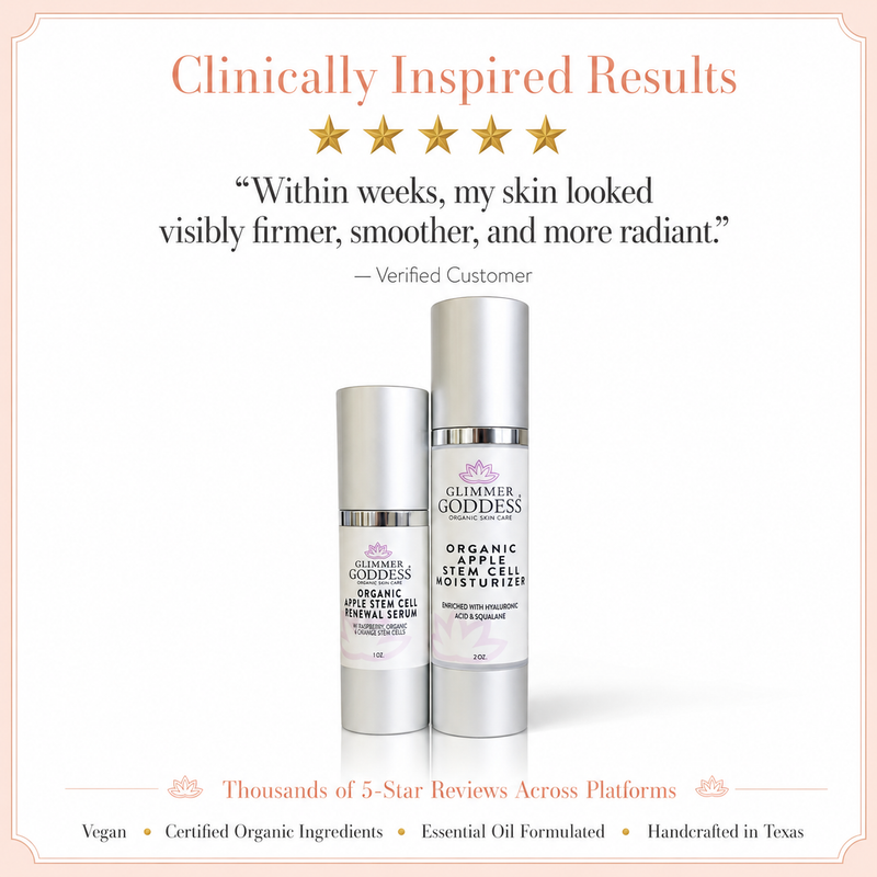 Glimmer Goddess® Organic Skin Care Cellular Renewal Duo – Apple Stem Cell Serum + Moisturizer Lotion & Moisturizer