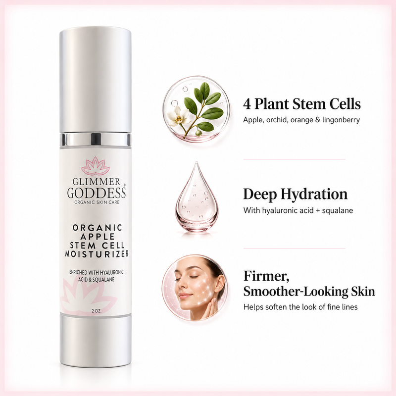 Glimmer Goddess® Organic Skin Care Organic Apple Stem Cell Moisturizer – Anti-Aging Treatment Lotion & Moisturizer