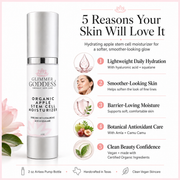 Glimmer Goddess® Organic Skin Care Organic Apple Stem Cell Moisturizer – Anti-Aging Treatment Lotion & Moisturizer
