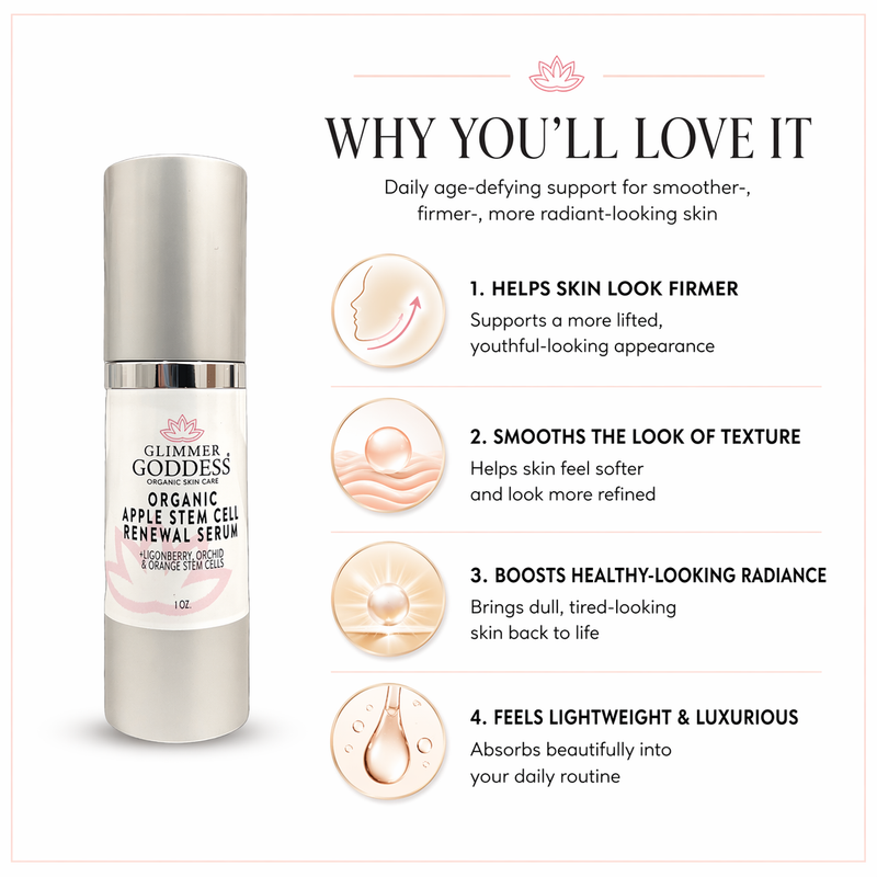 Glimmer Goddess® Organic Skin Care Organic Apple Stem Cell Anti-Aging Serum Serums