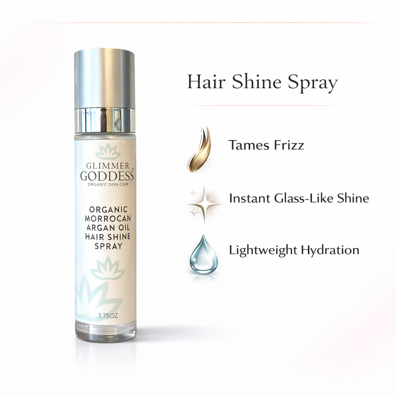 Glimmer Goddess® Organic Skin Care Organic Hair Shine Spray – Frizz Control & Hydrating Hair Growth