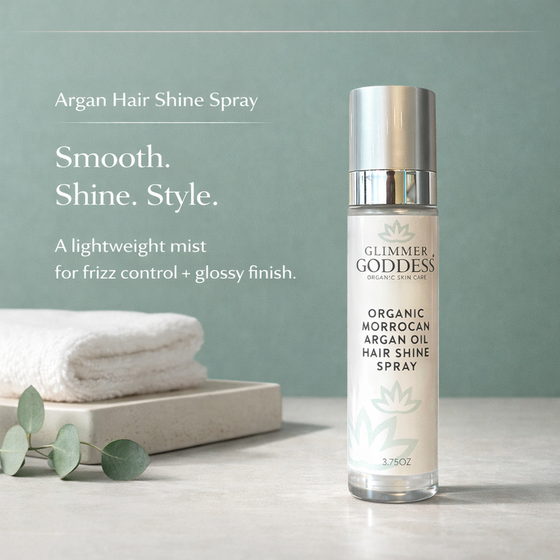 Glimmer Goddess® Organic Skin Care Organic Hair Shine Spray – Frizz Control & Hydrating Hair Growth