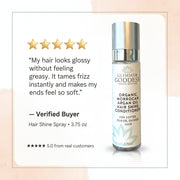 Glimmer Goddess® Organic Skin Care Organic Hair Shine Spray – Frizz Control & Hydrating Hair Growth
