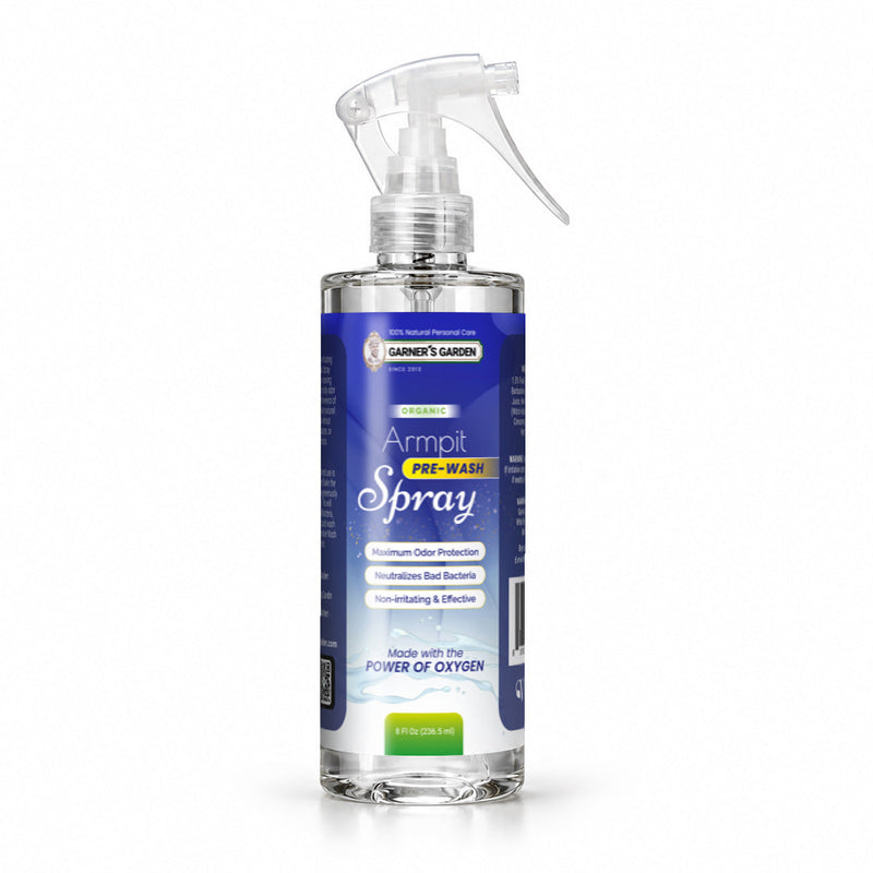 Garner's Garden Armpit Pre-Wash Spray | Hydrogen Peroxide Treatment for Armpit Detox & Odor Control Armpit Wash White Smoke Armpit Pre Wash Spray 8oz