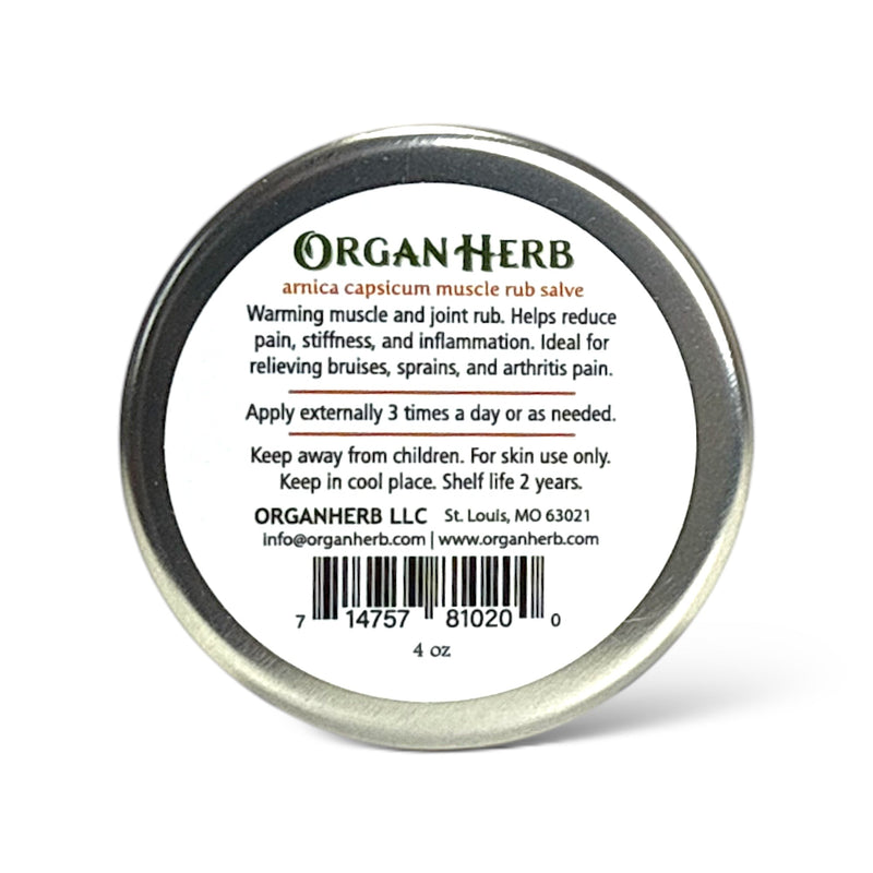OrganHerb OrganHerb Organic Arnica and Capsicum Muscle Rub Salve 4 oz, Botanical Comfort Balm for Muscles and Joints Organic Salves